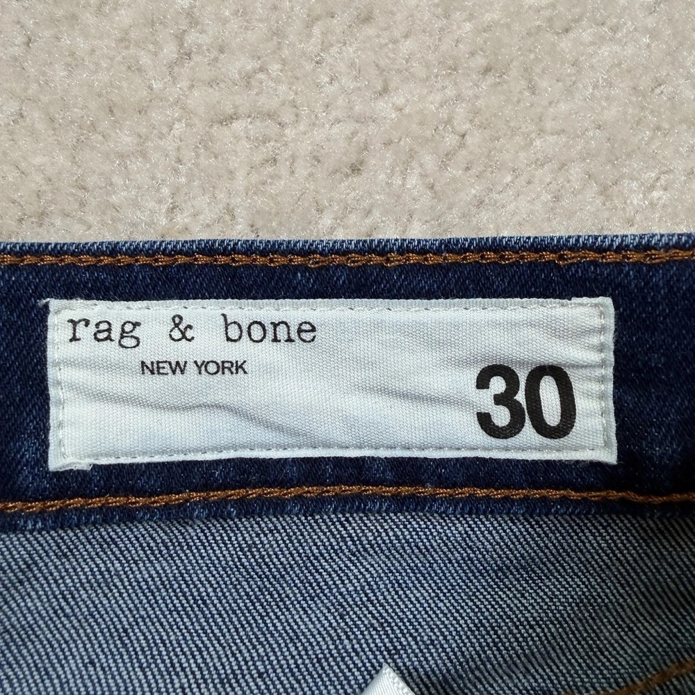 Rag & Bone Peyton Mid-Rise Bootcut Jeans Womens Size 30 Blue Raw Hem Cropped - Picture 10 of 13